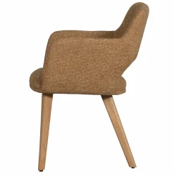 Woood Murat eetkamerstoel geel met houten poot naturel