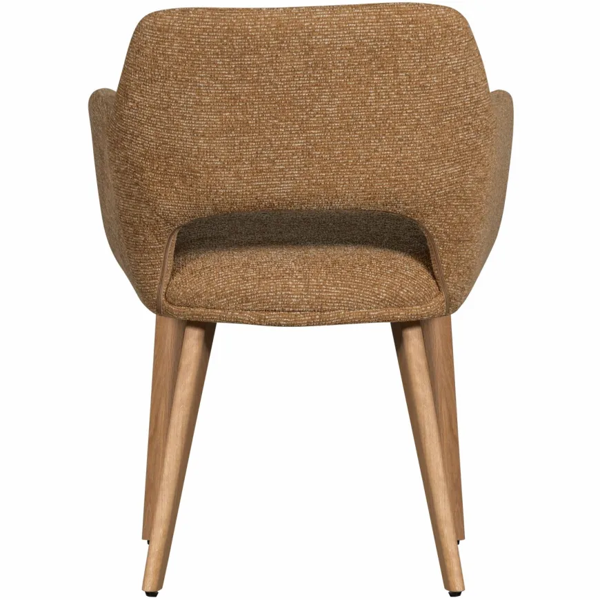 Woood Murat eetkamerstoel geel met houten poot naturel