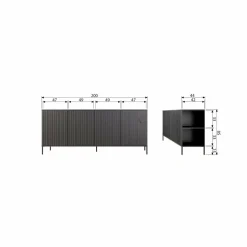Woood New gravure dressoir 200 cm grenen dust [fsc]