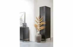 Woood New Gravure Hoge Kast Met Lade Grenen Zwart [fsc]