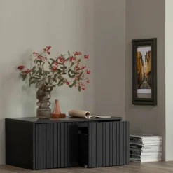 Woood New gravure kistbank grenen zwart [fsc]