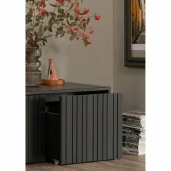 Woood New gravure kistbank grenen zwart [fsc]