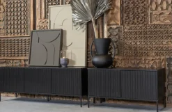 Woood New Gravure Tv Meubel 100 Cm Grenen Zwart [fsc]