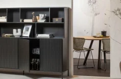 Woood New Gravure Wandkast Grenen Zwart [fsc]