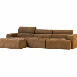 Woood Novi chaise longue bank links karamelbruin melange