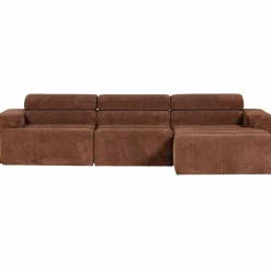 Woood Novi chaise longue bank rechts ribstof terra