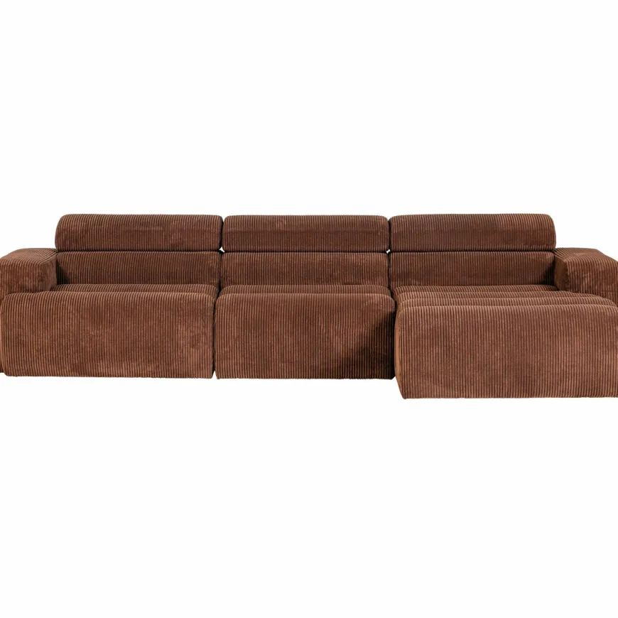 Woood Novi chaise longue bank rechts ribstof terra