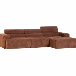 Woood Novi chaise longue bank rechts ribstof terra