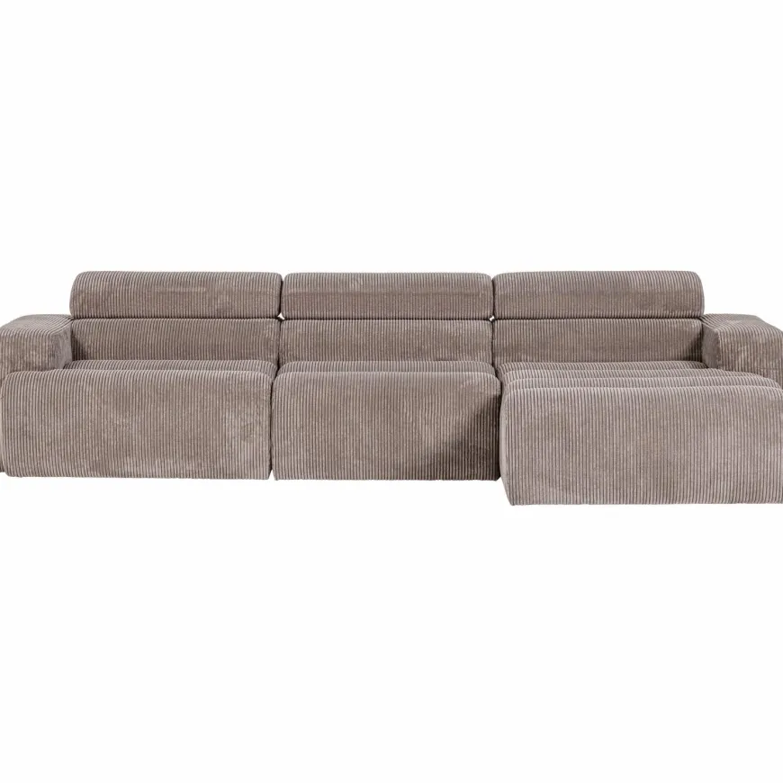 Woood Novi chaise longue bank rechts ribstof zand