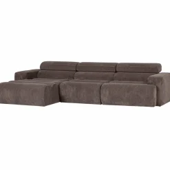 Woood Novi chaise longue bank links ribstof grijsbruin