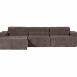 Woood Novi chaise longue bank links ribstof grijsbruin