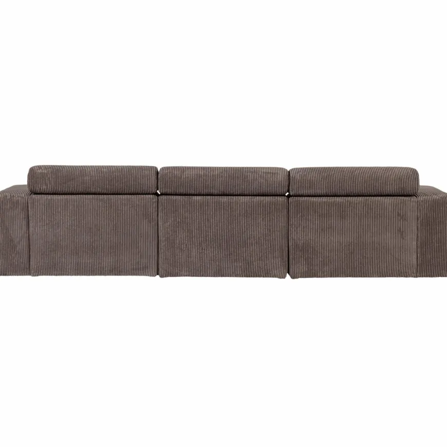 Woood Novi chaise longue bank links ribstof grijsbruin