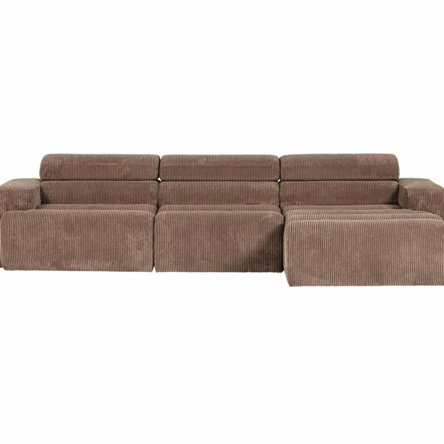 Woood Novi chaise longue bank rechts ribstof taupe