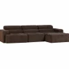 Woood Novi chaise longue bank rechts donkerbruin melange