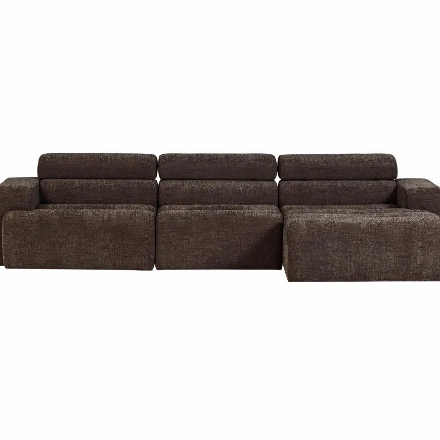Woood Novi chaise longue bank rechts donkerbruin melange