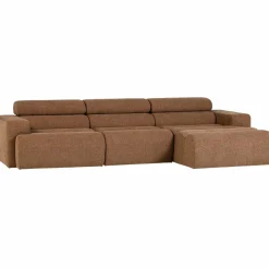 Woood Novi chaise longue bank rechts boucle karamelbruin