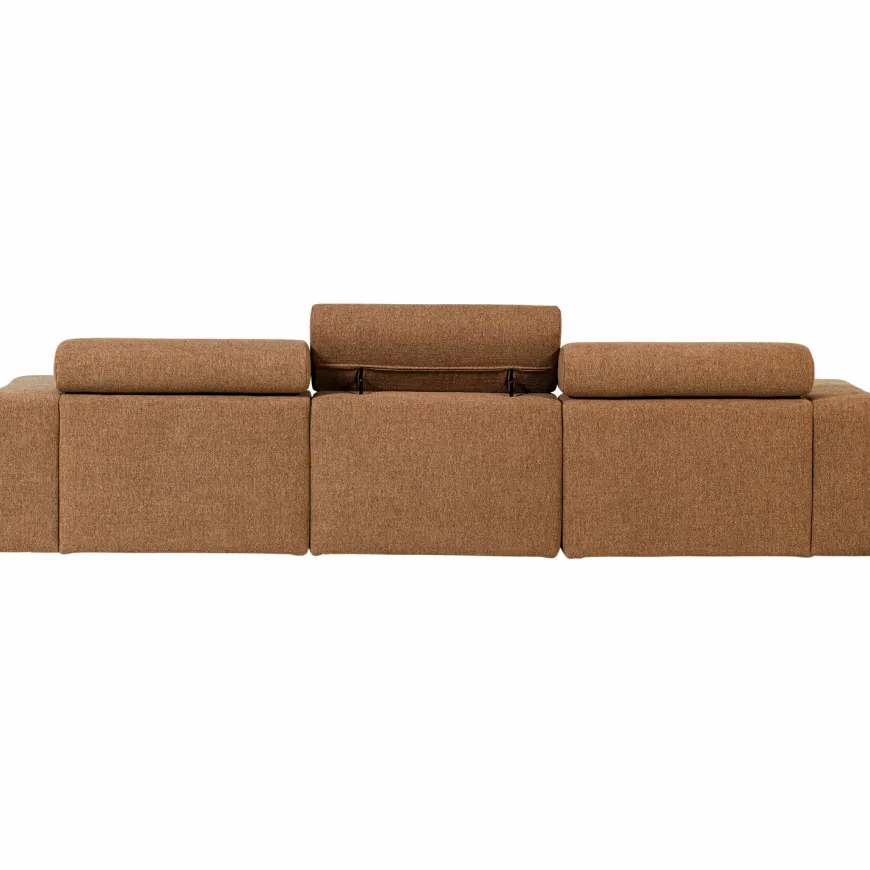 Woood Novi chaise longue bank rechts boucle karamelbruin