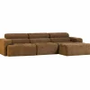Woood Novi chaise longue bank rechts karamelbruin melange
