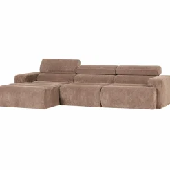 Woood Novi chaise longue bank links ribstof taupe