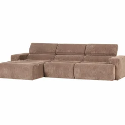 Woood Novi chaise longue bank links ribstof taupe