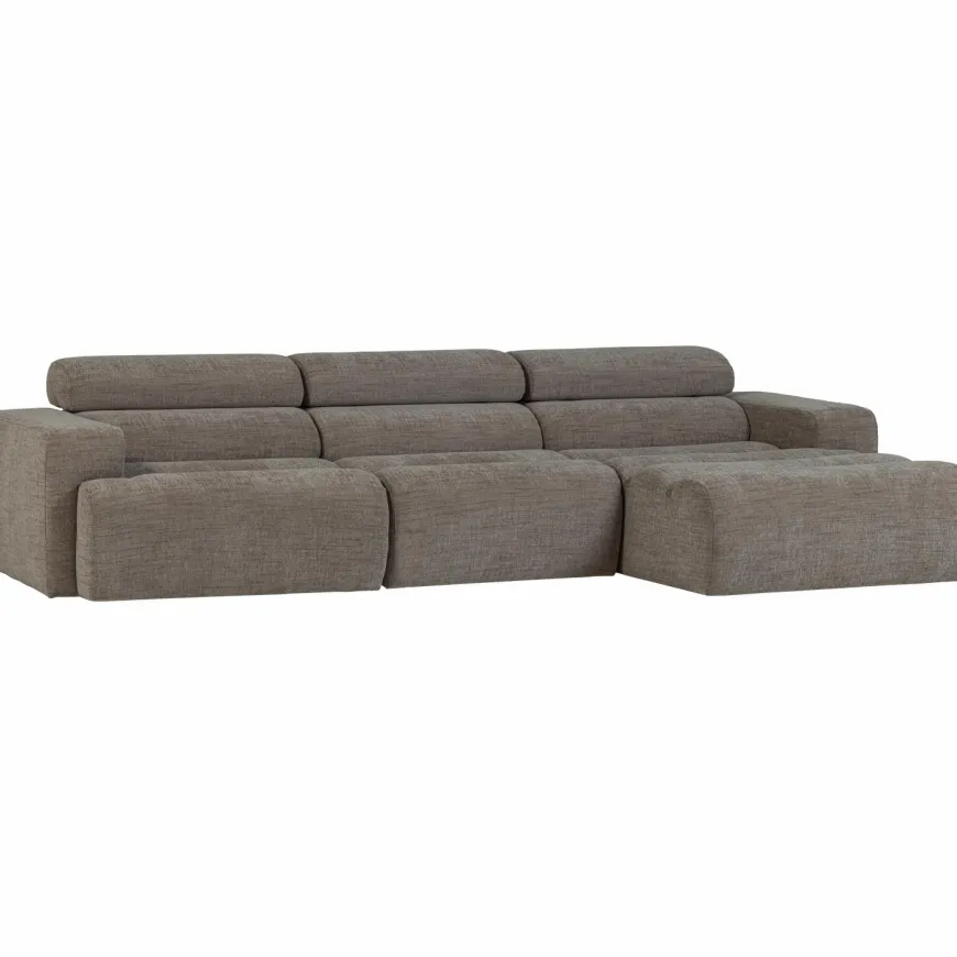 Woood Novi chaise longue bank rechts grijs melange