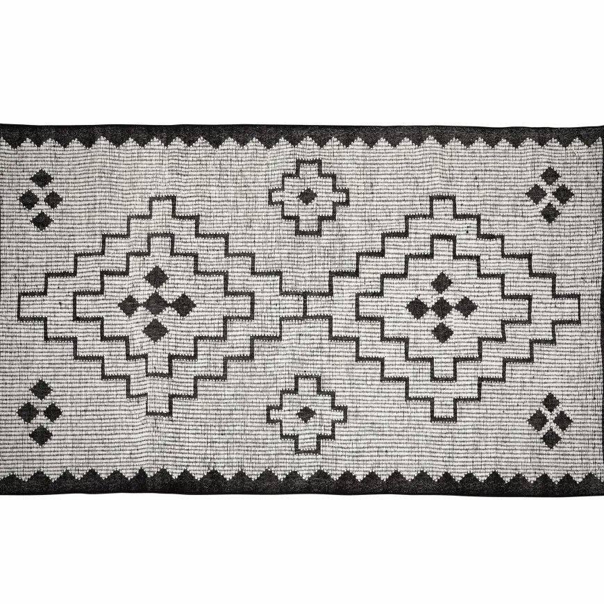 Woood Omari vloerkleed wol/jute naturel/zwart 160x230cm
