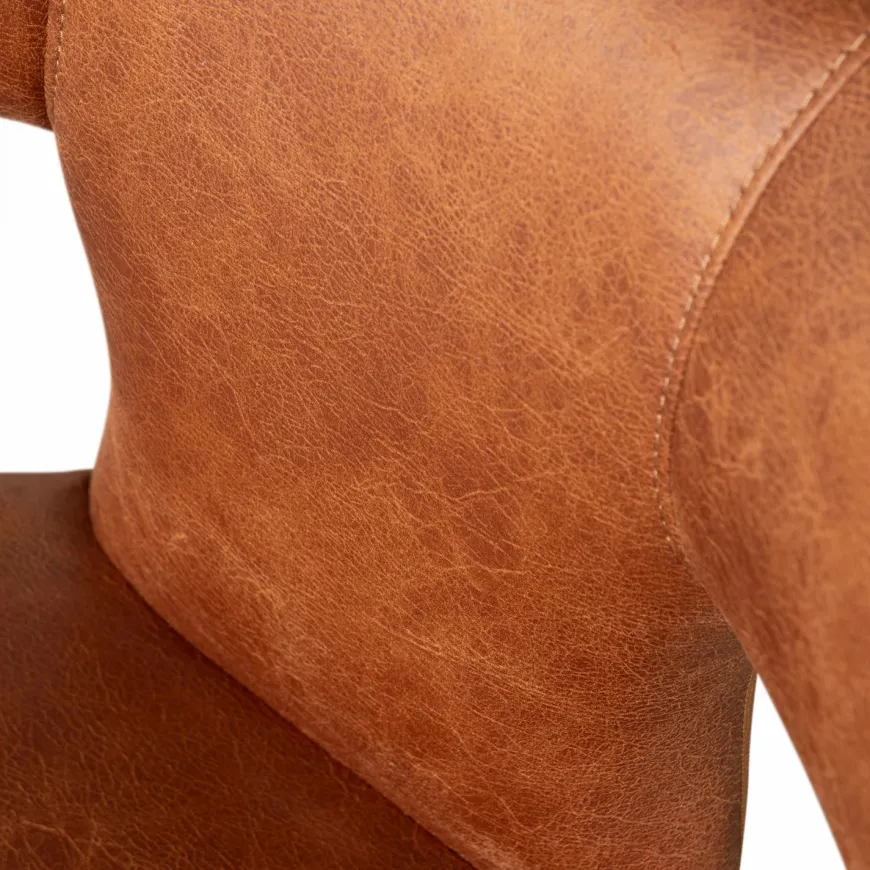 Woood Permit eetkamerstoel leerlook cognac