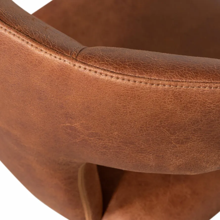 Woood Permit eetkamerstoel leerlook cognac