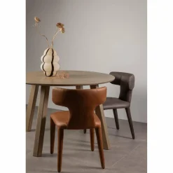 Woood Permit eetkamerstoel leerlook zwart/grijs