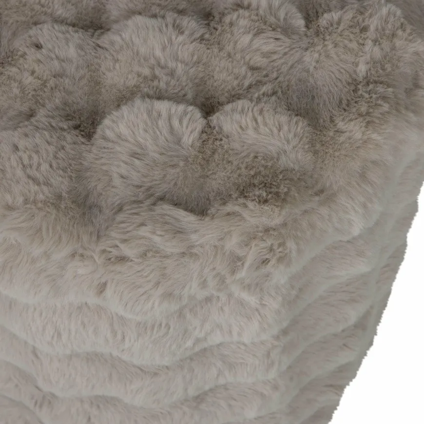 Woood Poef Olven hoog fluffy stof naturel