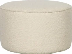 Woood Sara Poef Laag Bouclé Crème 36 x Ø60