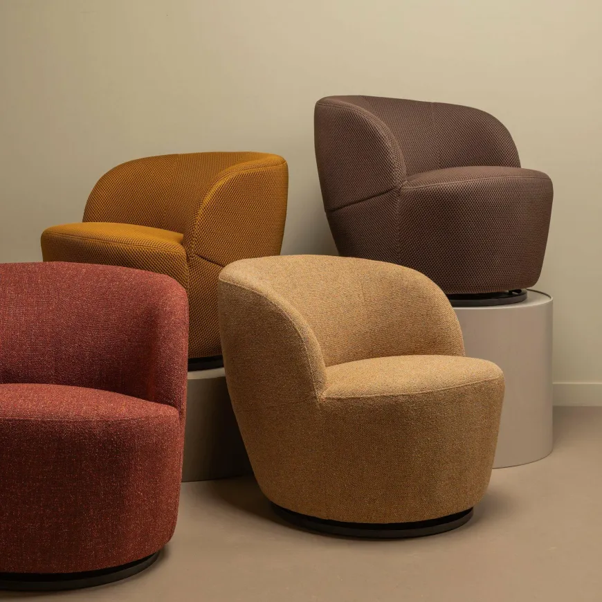 Woood Serra draaifauteuil melange stof curry