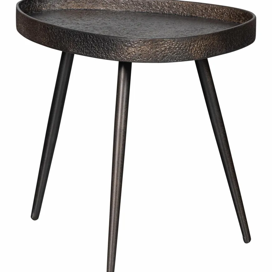 Woood Set van 2 - crude bijzettafels antique bronze