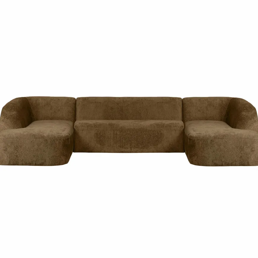 Woood Sloping u-vorm bank structure velvet brass