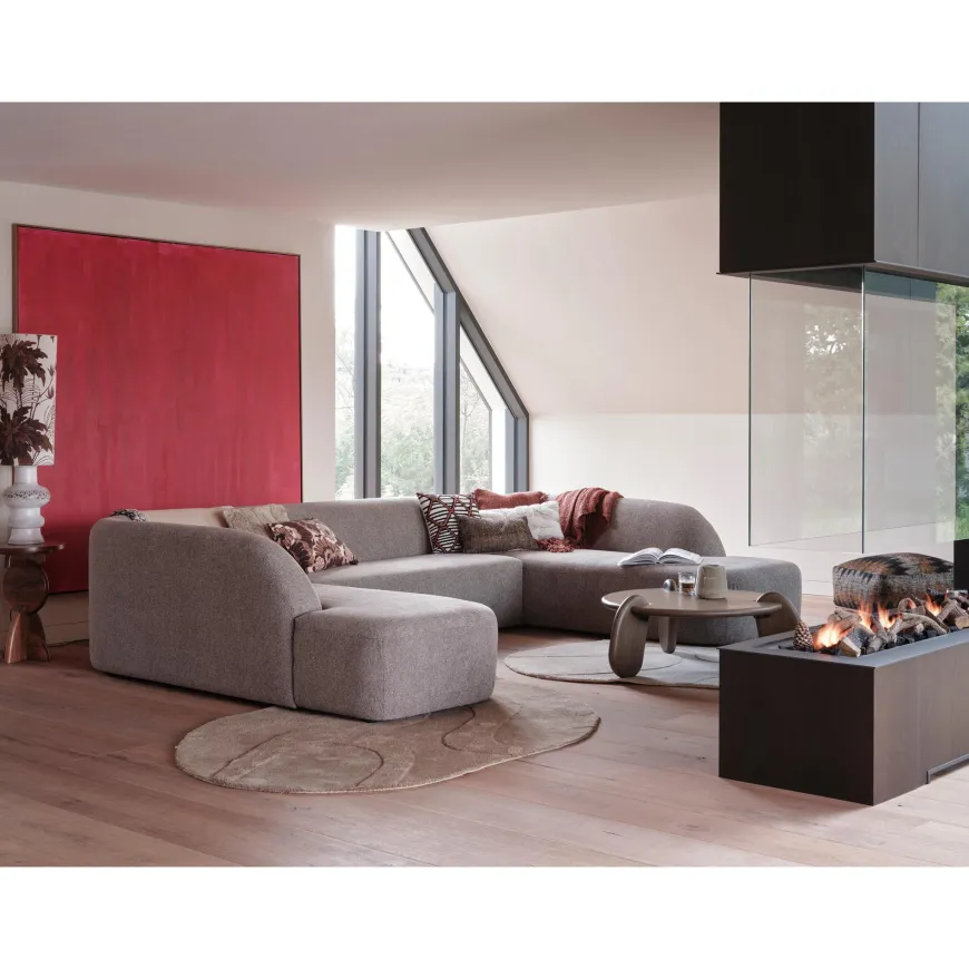 Woood Sloping u-vorm bank grijs melange