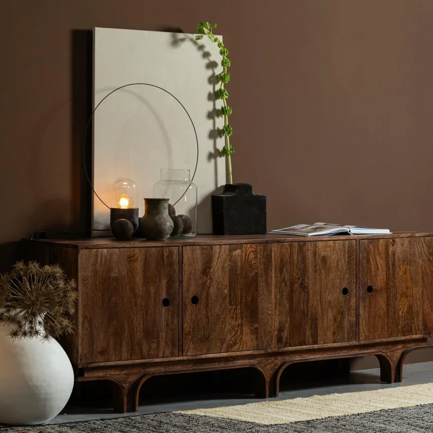 Woood Staes dressoir 4-deurs mango hout walnoot