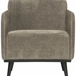 Woood Statement fauteuil met arm brede platte rib clay