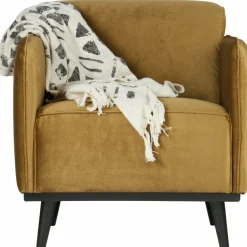 Woood Statement fauteuil met arm fluweel honing geel