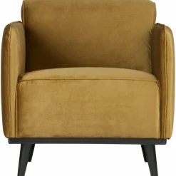 Woood Statement fauteuil met arm fluweel honing geel