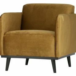 Woood Statement fauteuil met arm fluweel honing geel