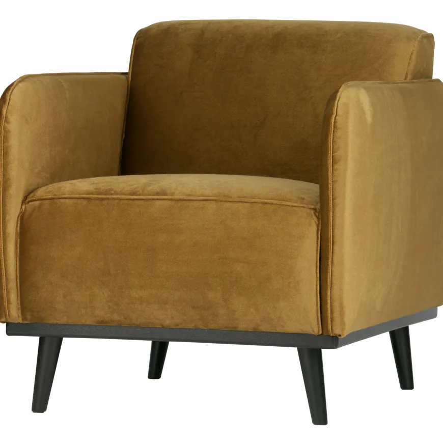 Woood Statement fauteuil met arm fluweel honing geel
