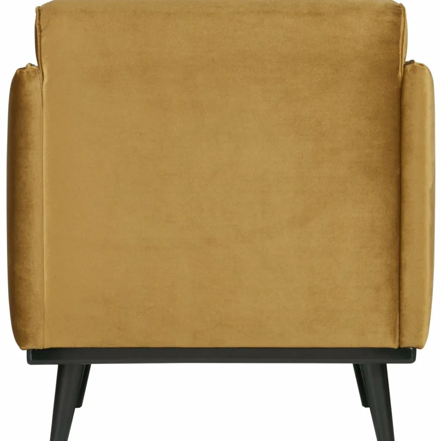 Woood Statement fauteuil met arm fluweel honing geel