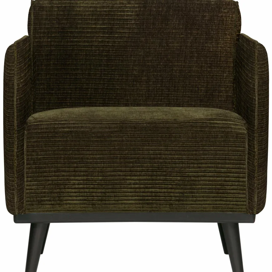 Woood Statement fauteuil met arm brede platte rib warm groen