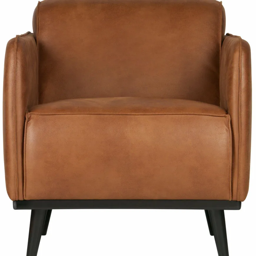 Woood Statement fauteuil met arm lederlook cognac