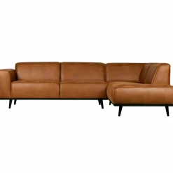 Woood Statement hoekbank rechts lederlook cognac