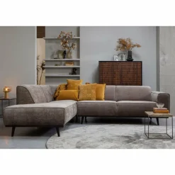 Woood Statement hoekbank links platte brede rib taupe