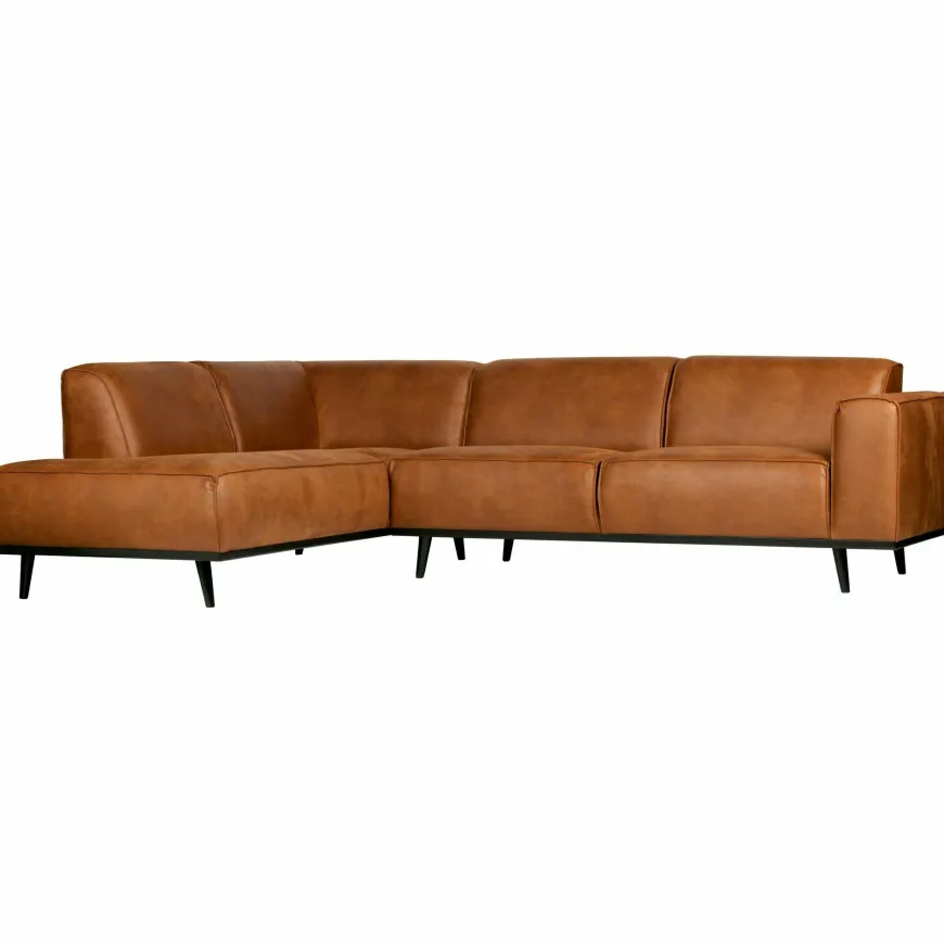 Woood Statement hoekbank links lederlook cognac