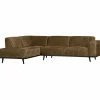 Woood Statement hoekbank links structure velvet brass