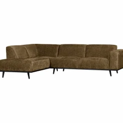 Woood Statement hoekbank links structure velvet brass