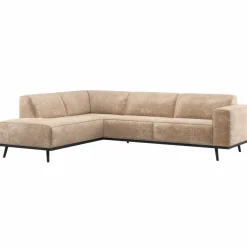 Woood Statement Hoekbank Links Chenille Velvet Perzikroze